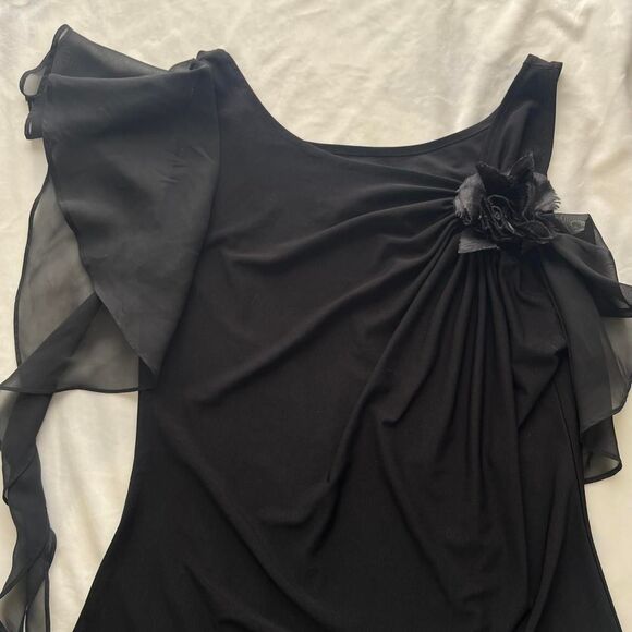 Vintage Y2K whimsygoth Georgiou Studio asymmetrical black top ruffles size 10 - Picture 3 of 8